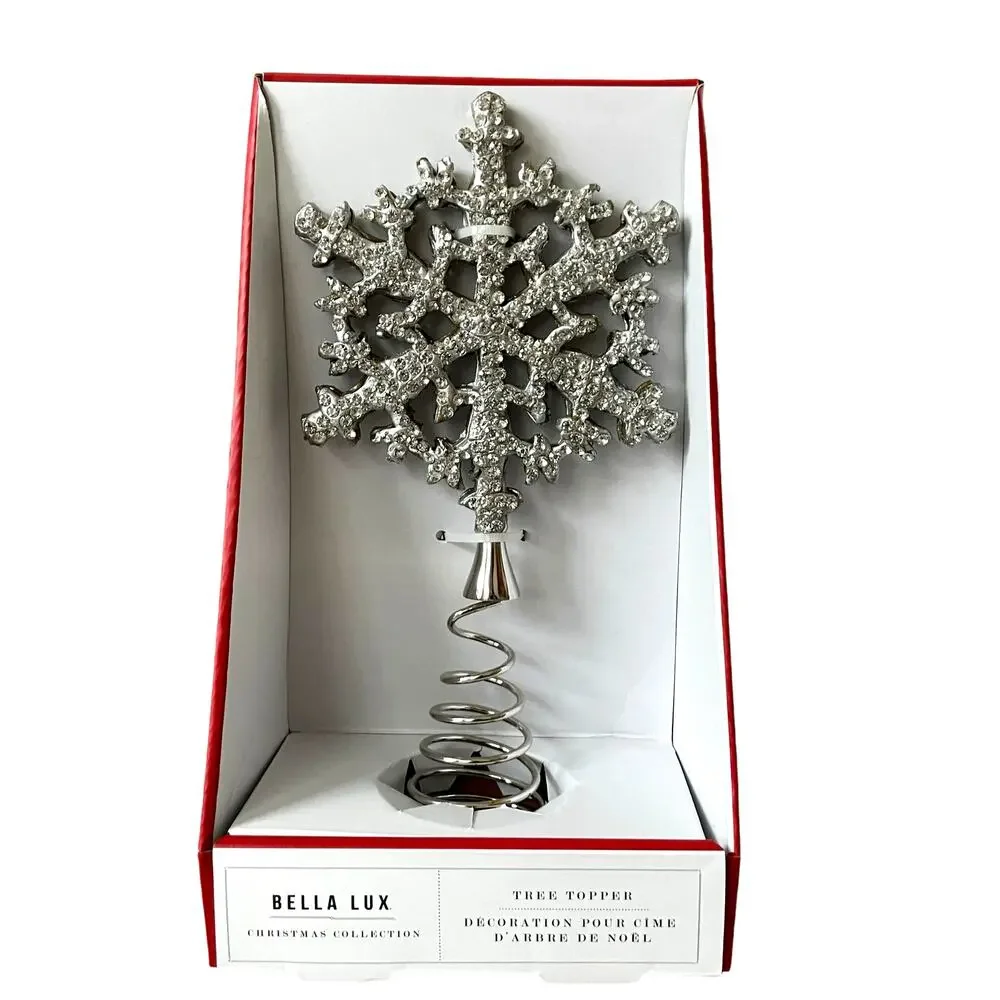 Bella Lux Silver Rhinestone Tree Topper Christmas Holiday Glam New